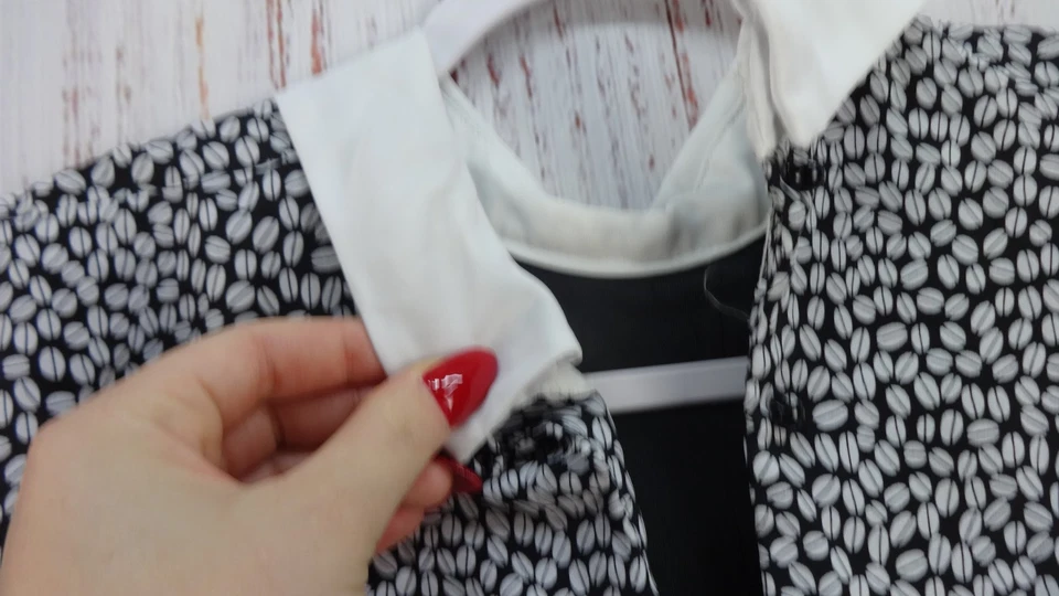 Vintage Liz Roberts Midi Dress Womens Size 14 Gray/White coffee bean prints VTG - Изображение 4 из 4