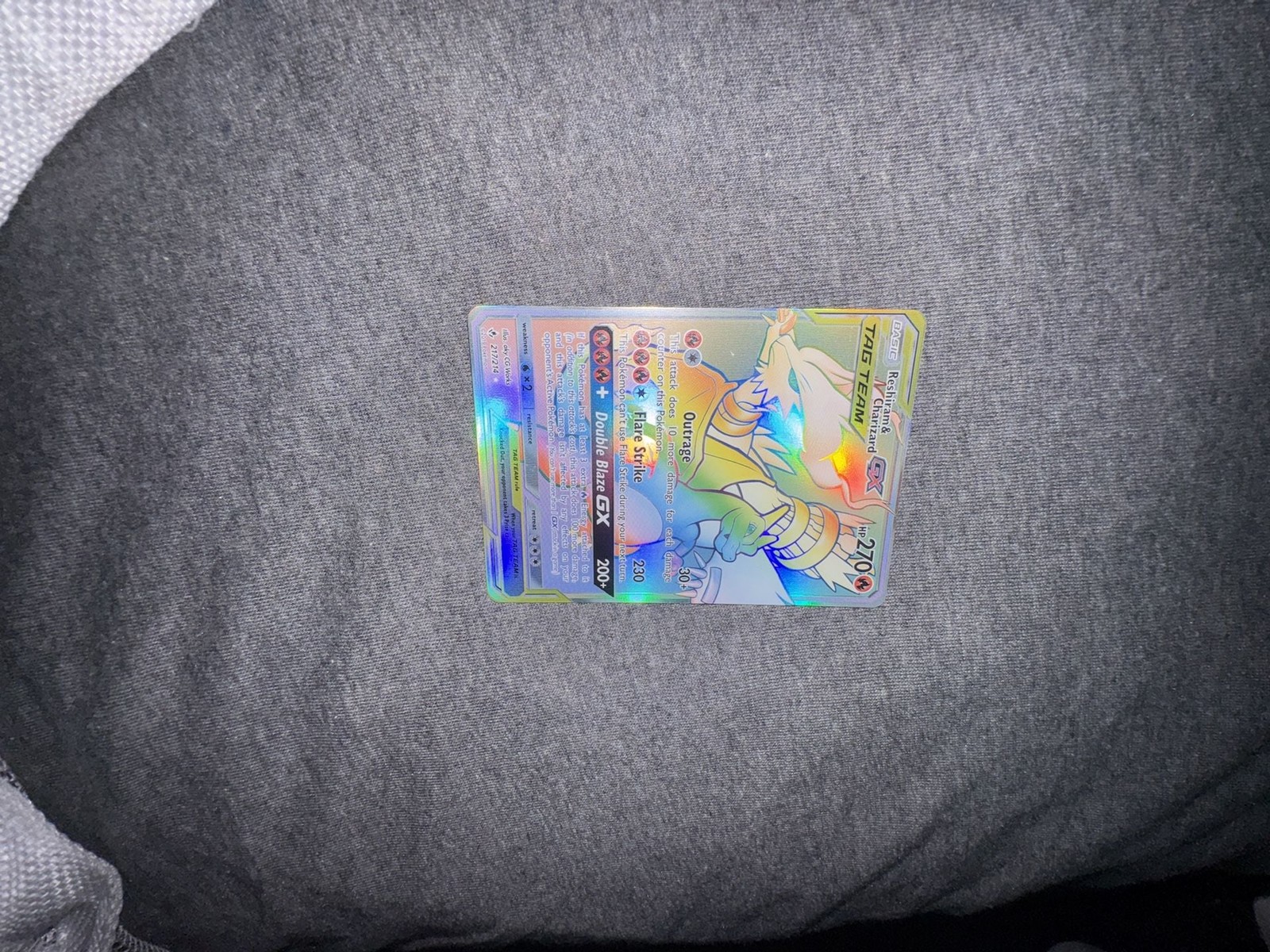 Reshiram & Charizard GX Rainbow Secret Rare 217/214 Tag Team Sun & Moon UB