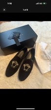 Versace Medusa Velvet Loafers DSU6488 - Black Size 45 US 12 New with Box