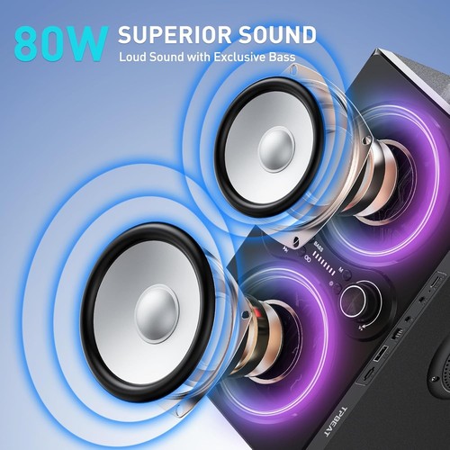 TPBEAT Cassa Bluetooth Portatile Potente, 80W (Peak) Party Wireless - Imagen 4 de 6