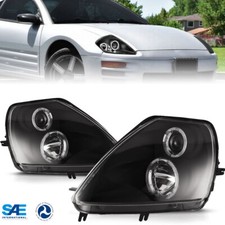 Black Projector Headlights Fits 2000-2005 Mitsubishi Eclipse Led Halo Leftright Black Projector Headlights Fits 2000-2005 Mitsubishi Eclipse Led Halo Leftright