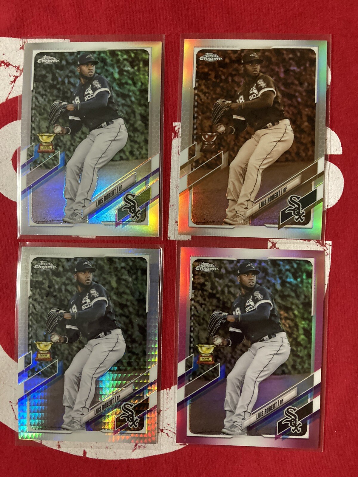 2021 Topps Chrome Luis Robert Prism Sepia Pink + Regular Refractor Rookie Cup x4