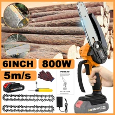6" Mini Chainsaw with Batteries 2 Chains, 6-Inch Cordless Handheld Chain Saw