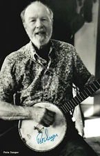 Pete Seeger -- Signed Vintage Photo Postcard Copy