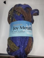 Plymouth Yarn Joy Metallic Ruffle Scarf Yarn Sparkles 006 Purple Brown Green