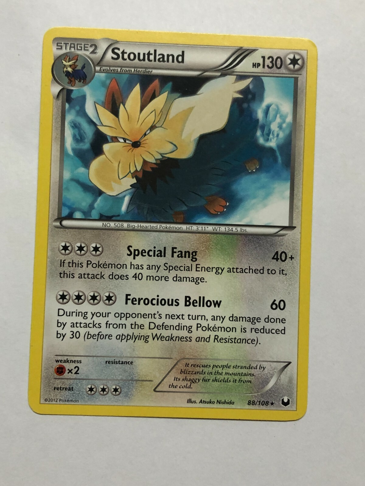 Pokemon Card Dark Explorers Stoutland 88/108 Excellent Condition