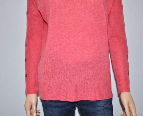 Pink Button Sleeve 100% Cashmere Sweater - Sz XS - Picture 6 of 12