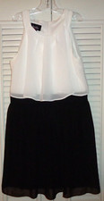 Girls Black & Ivory Dress Sleeveless Sheer Overlay on Bodice Lace Trim Size 14