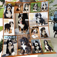 3D Bernedoodle Fleece Blanket Gift Dog Lover, Gift Birthday, Gift Xmas