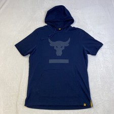 Under Armour Project Rock Terry Short-Sleeve Hoodie Men's M Blue 1345818-408