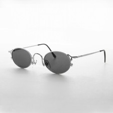 Oval Steampunk Victorian Sunglass Silver / Gray Lens - Beatrice