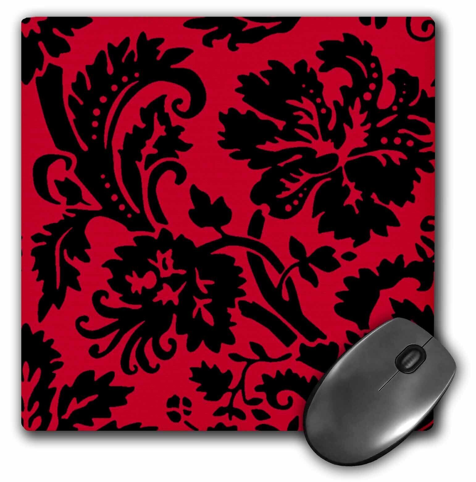 3D Rose Red Black Gothic Floral Damask Large Bold Pattern Elegant Print Stylish Design