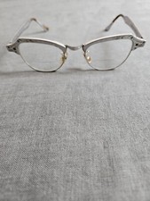Vintage 1950's Bausch  Lomb Cat Eye Aluminum Floral Ornate Bi Focal Glasses
