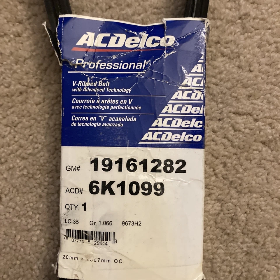 Cinturón serpentino 6K1099 AC Delco nuevo para Chevy Pontiac Montana Chevrolet Uplander Foto 2 de 3