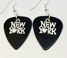 New York Big Apple Charm Guitar Pick Earrings - Pick Your Color