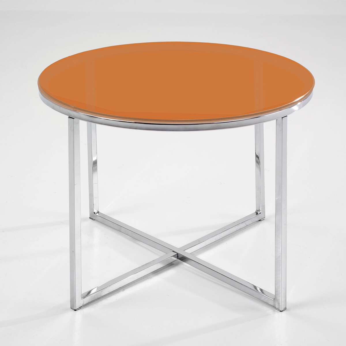 Mesa auxiliar redonda de cristal templado patas cromadas 55x45cm ENVÍO GRATIS