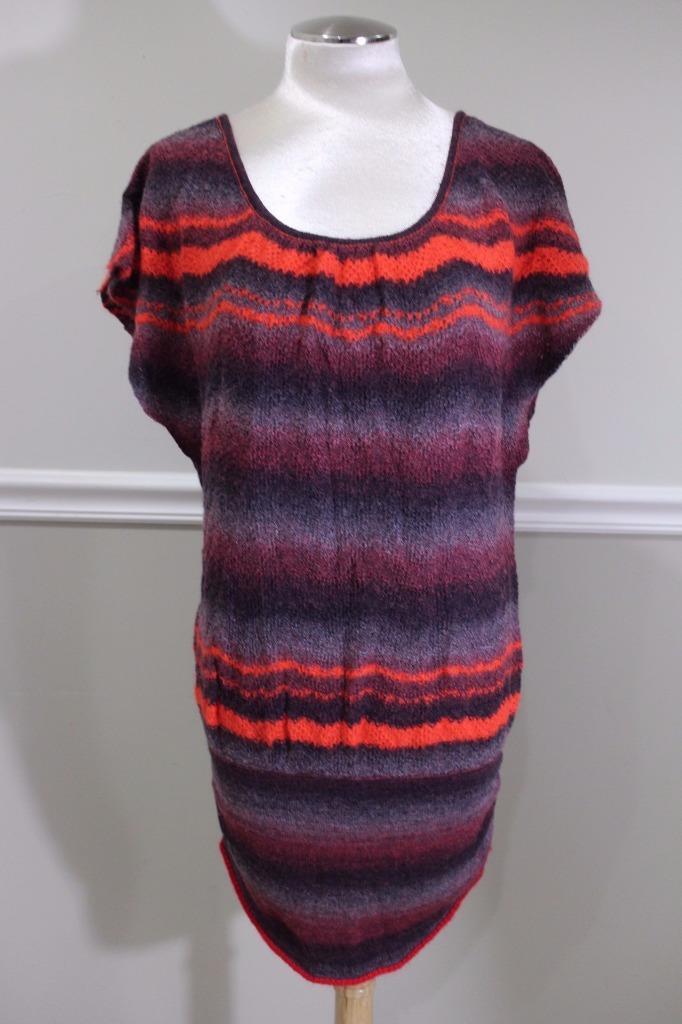 red and grey striped sweater dress FREE PEOPLE Women's Red/Grey duster long Size S (sw100 Irecia sweater
