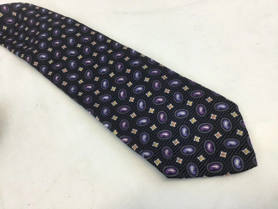 Галстук Holland & Sherry синий пейсли шелк США ношение один раз 3,5 дюйма YGI G9-557 - Изображение 3 из 4