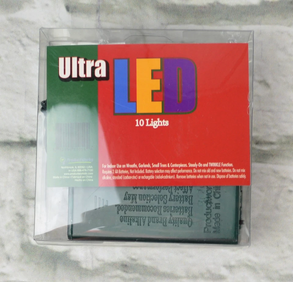 Светодиодные гирлянды на батарейках Reindeer Twinkle Party Lights String Ultra 10 белые 4,5 дюйма - Изображение 4 из 4