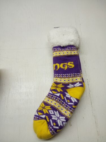 FOCO NFL Minnesota Vikings Solid Stripe Logo Footy Slippers - Picture 1 of 3