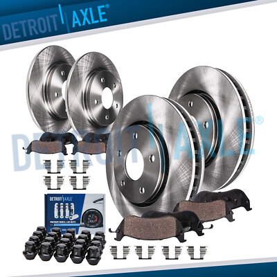 Front Rear Disc Rotors Brake Pads w/ 20pc Wheel Lug Nuts for Fusion Lincoln MKZ