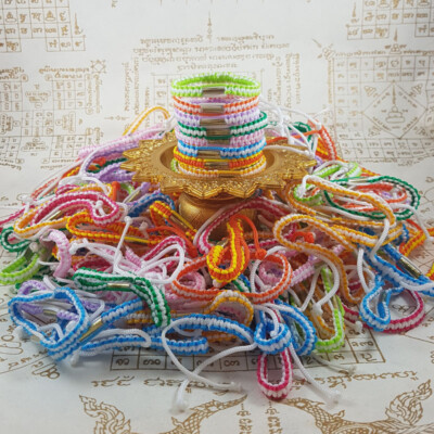 50 pcs SAI SIN Bracelet Buddhism Blue White Color Cord Thai