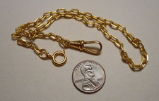 Men's Gold-Plated Textured Link Pocket Watch Chain w Swivel  Spring Ring 12" L