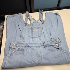 Vtg Levi Strauss Two Horse Brand Overalls Blue Denim Crop Bib Grunge Size 20 W