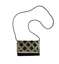 Carolyne Barton Vintage Beaded Gold And Black Clutch Shoulder Purse