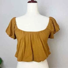 WE THE FREE PEOPLE Women's Size XS Copper Sunnie Square Neck S/S Cropped Top Tee