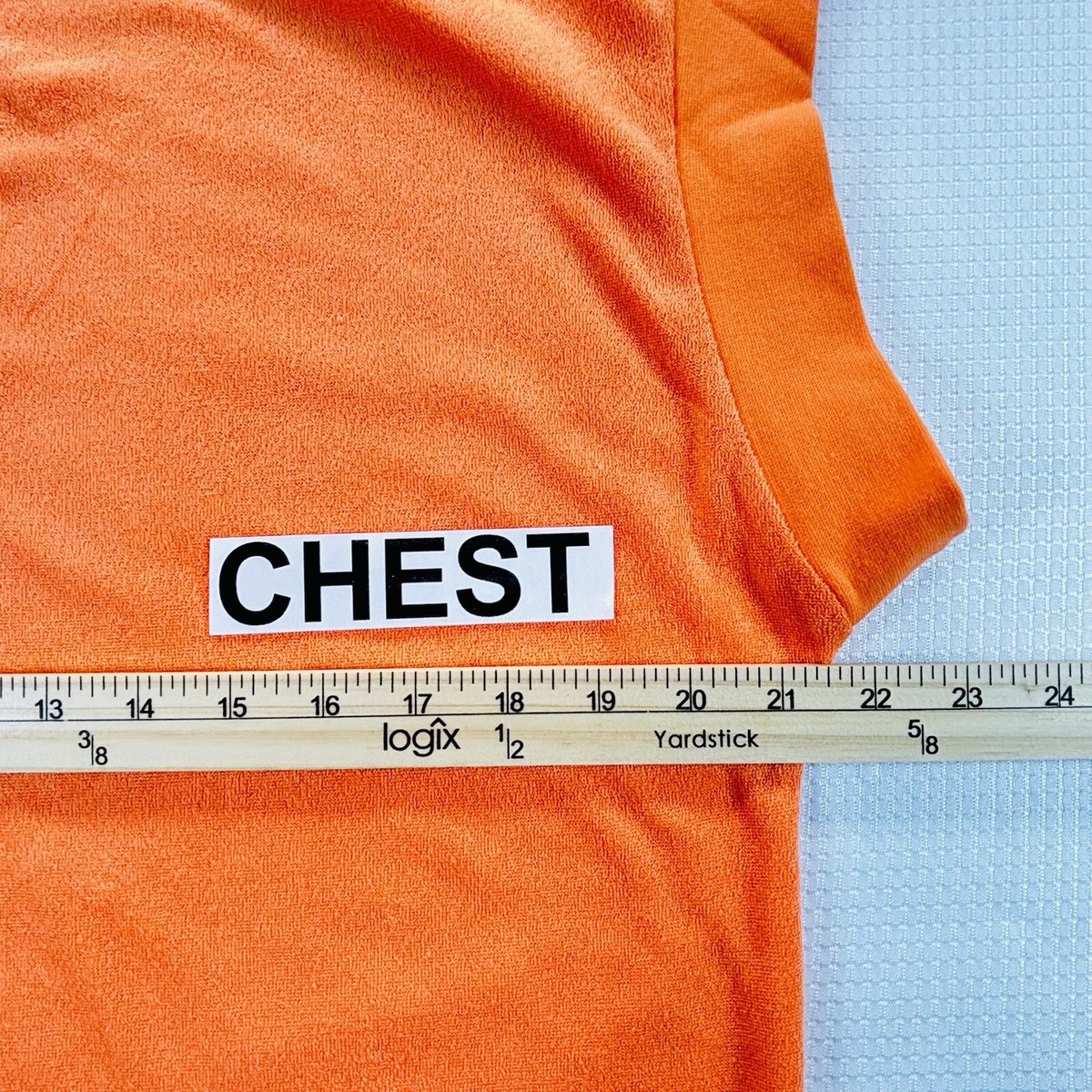 Bibi Shirt Top Sleeveless Terry Knit Orange 1/2 Zip Big Collar Sz