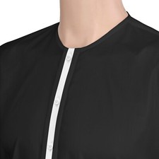 Men's Mandarin Black Collarless Grandad Contrast Trim Dinner Party Cotton Shirt