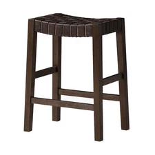 Maven Lane Stool, Weathered Brown Wood Finish with Vegan Leather(Open Box)