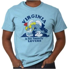 Virginia for Lovers VA Cute Smurfs Cartoon Womens or Mens Crewneck T Shirt Tee