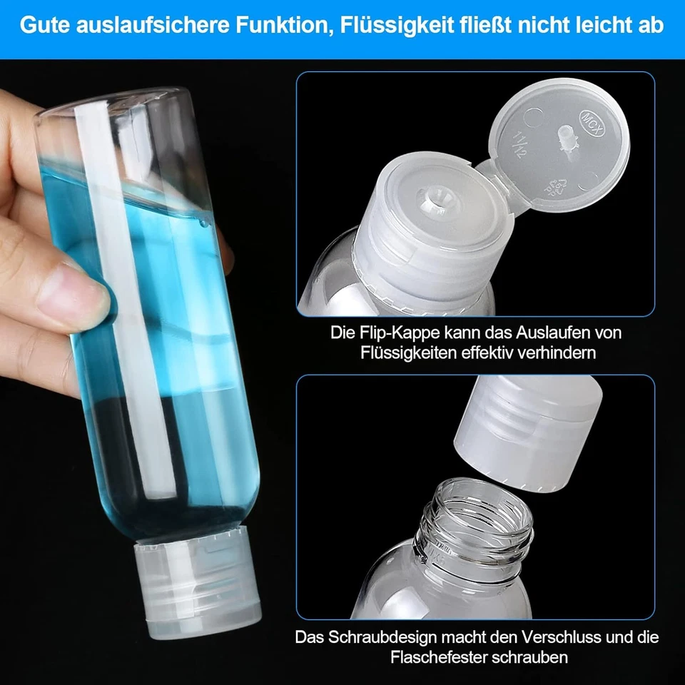 10 x 100ml Flaschen Plastikflaschen Leerflaschen Kunststoffflaschen mit Deckel - Bild 4 von 4