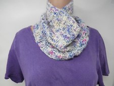 Handcrafted Knitted Cowl 100% Merino Wool Female Adult Ivories Plaids & Checks
