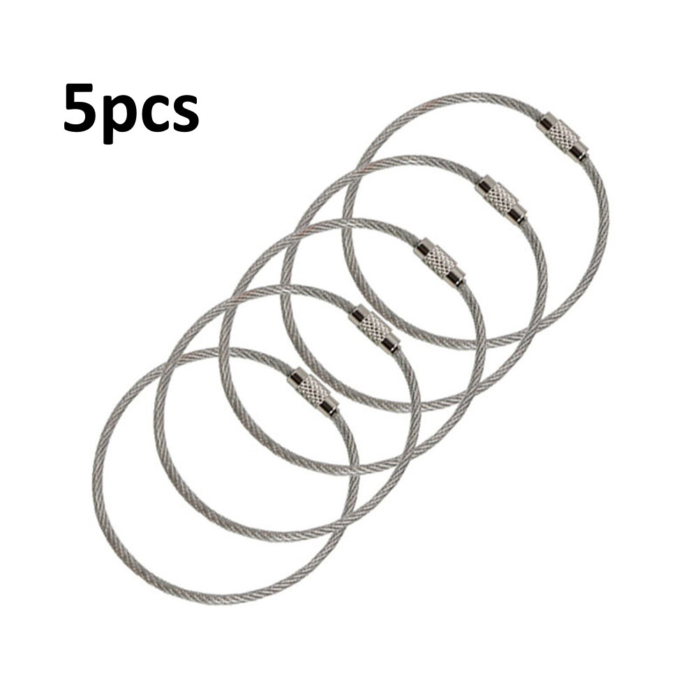 Cable Key Ring PATIKIL Stainless Steel Wire Keychains - 5 Pack ...