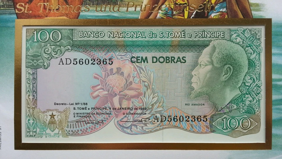 Santo Tomé 15 Aniversario de la Independencia 1990 FDC (portada del billete) *Raro Foto 2 de 4