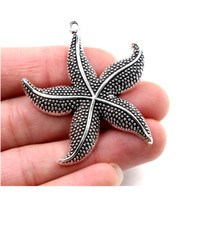2" large STARFISH NAUTICAL OCEAN BEACH Pendant 925 Sterling Silver 20" Necklace