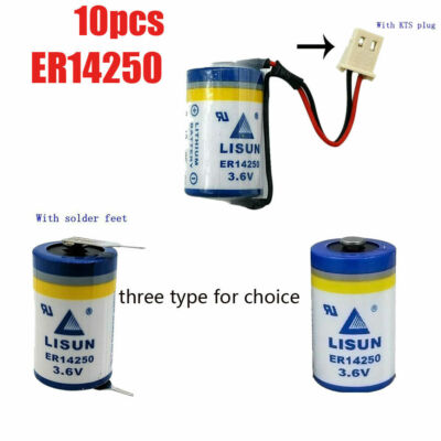 10pcs LISUN ER14250 PLC Battery for Delta DVP-64EH w/plug w/solder feet 1200mAh