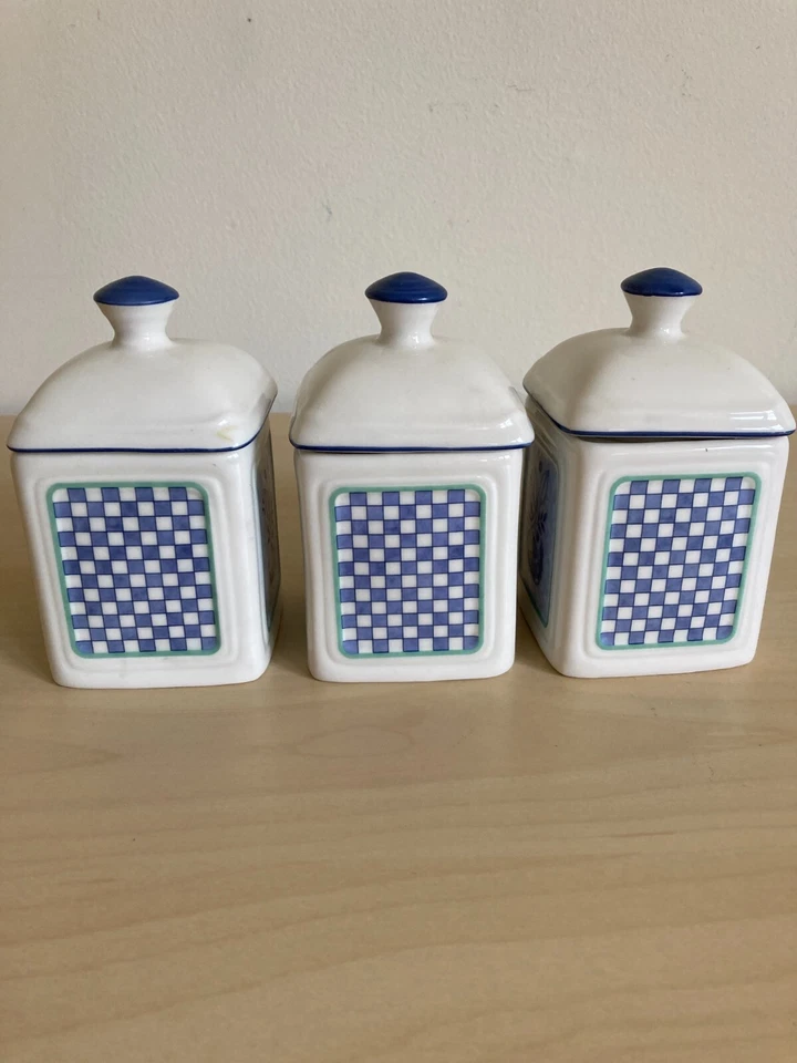 Фарфоровая канистра Villeroy & Boch 1748 банка для варенья синий цветок набор из 3 - Изображение 3 из 4