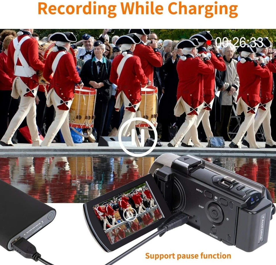 New Video Camera Camcorder 24MP 16x Digital 3" LCD Full HD 1080P Recorder 2 Batt - Image 2 of 4