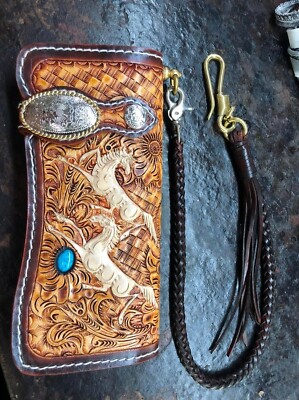 Horse Carved Wallet Handmade Cowboy Wallet Mens Bifold Wallet Gift X101 ...