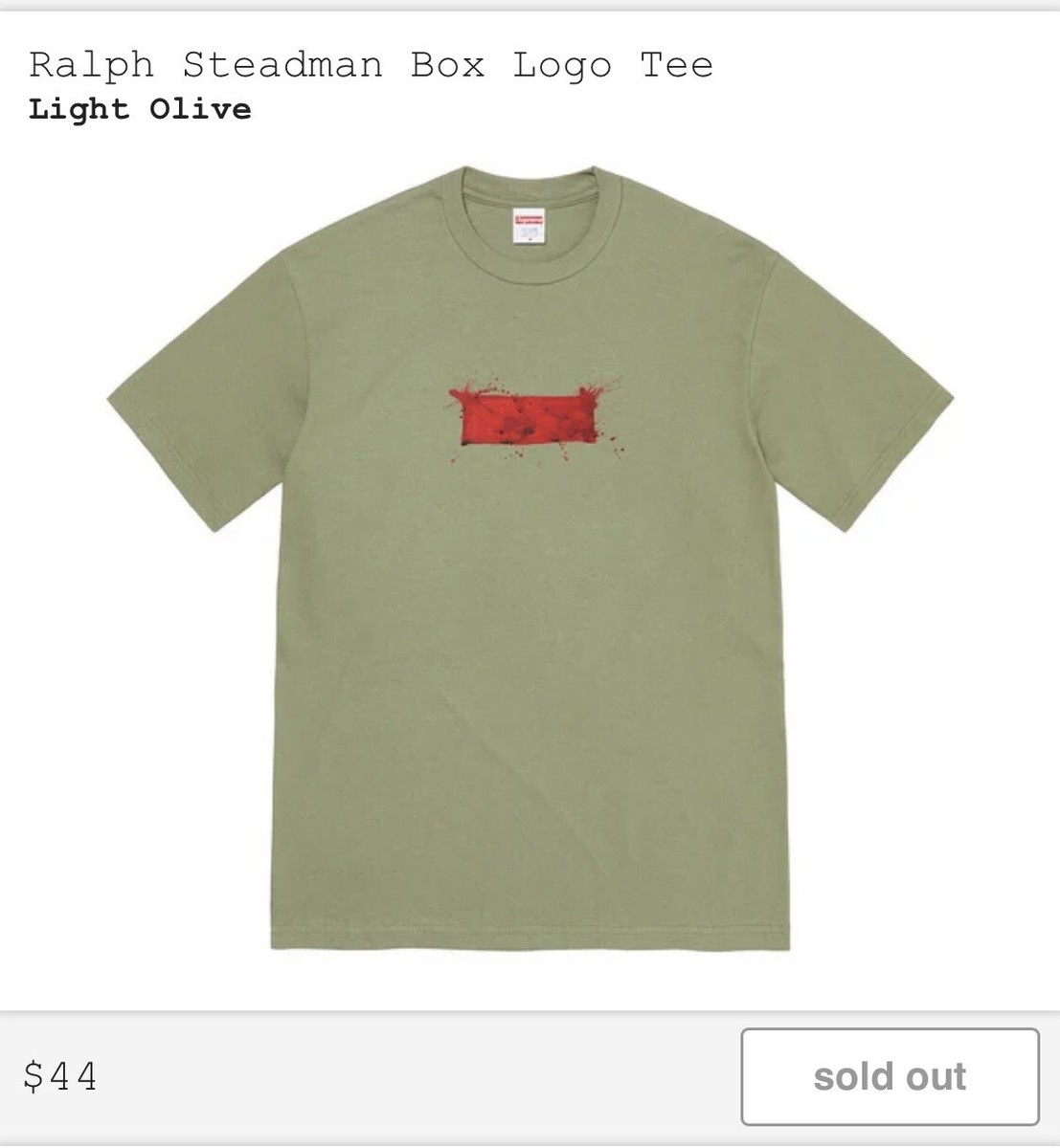Supreme SS22 Ralph Steadman Box Logo Tee *CONFIRMED* Mens L Olive 