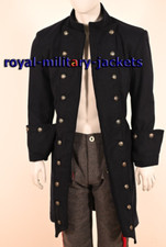 New Men's Captain's Frock Coat Black pirate wool coat