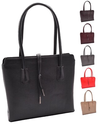Damen Echtleder Handtasche A4 Größe Doppelgriff klassische Mode Schultertasche