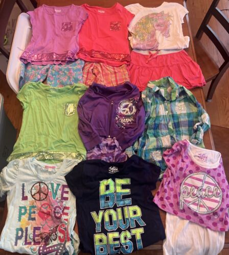 Girls T-shirts Shorts 10/12 M Sequins Sparkly Justice Lot 12 Piece Spring Summer