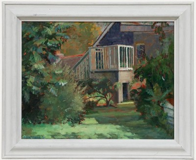Pauline Plummer (b.1933) - 2001 Öl, Ein Gartenblick.