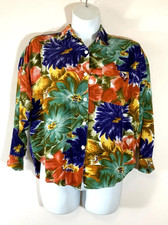 Vintage 80's Misses M 50" Bust OVERSIZED 80's SECRETARY Rayon Long Sleeve Blouse
