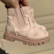 Wonder Nation Girls Pink Bow Ankle Bootie Size 4 Casual Non-Slip Shoes
